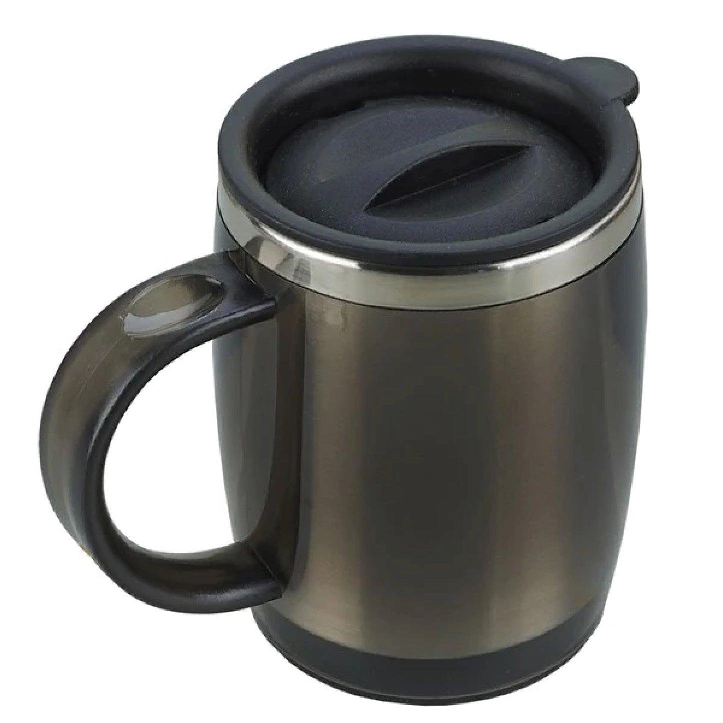 Silver Tea Thermos with Black Lid | Premium Office Flask