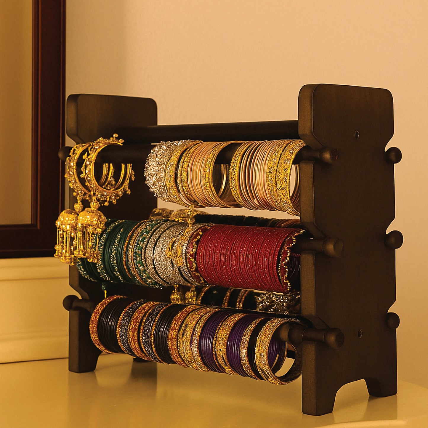 Wooden Bangles Stand – Laser-Crafted Jewellery Organizer & Bracelet Holder