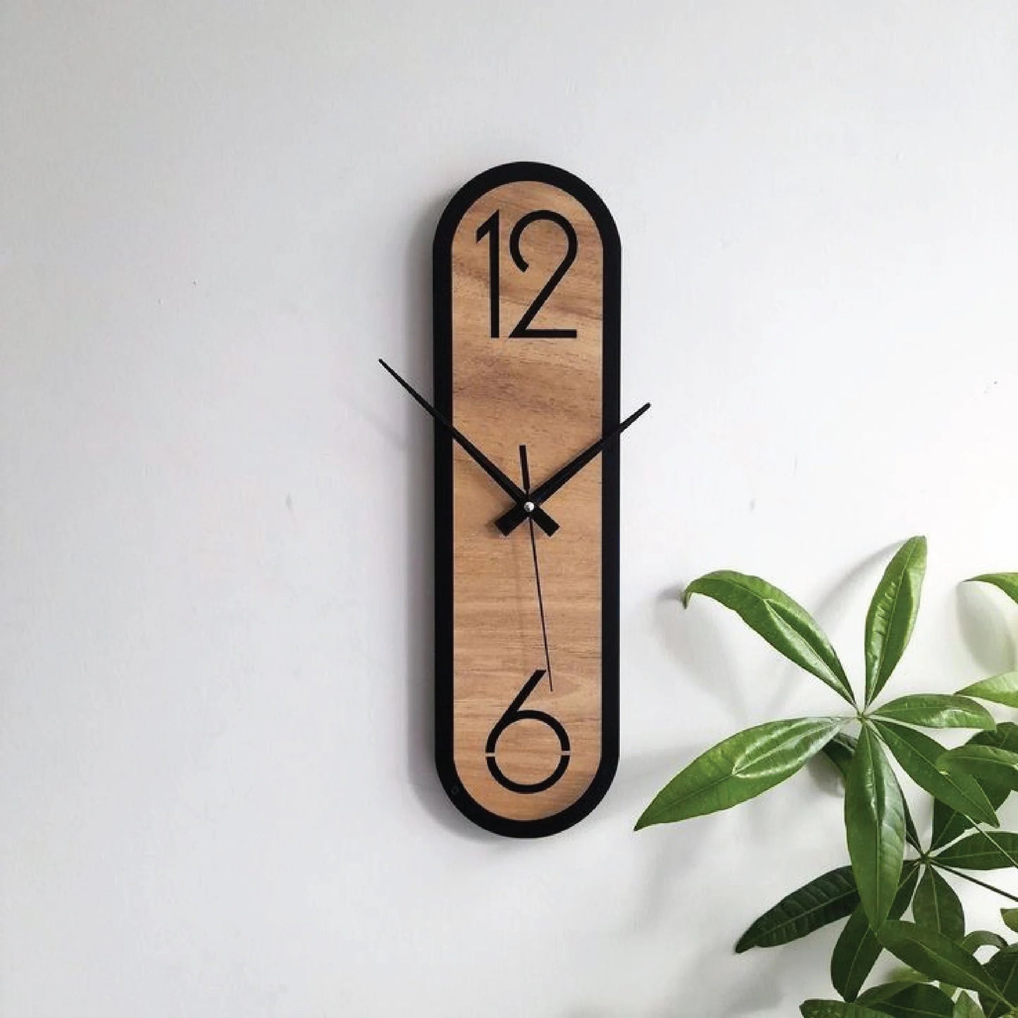 Corner Wooden Wall Clock with Border – Modern Elegant Home Décor Clock