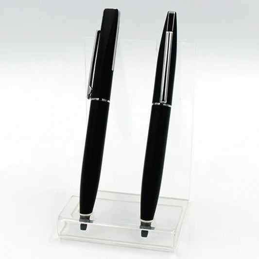 Premium Royal Black & Silver Pen Set of 2 | Luxury Corporate Gift