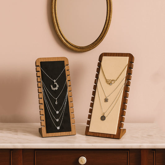 Square Chain Jewellery Stand – Laser-Crafted Wooden Necklace & Earring Display Organizer