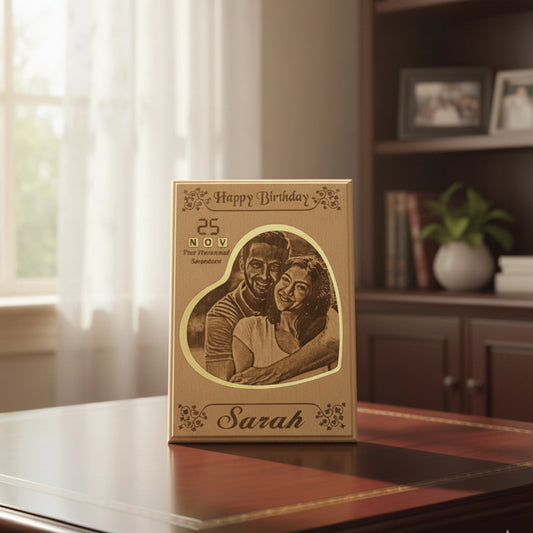 Personalized Laser Crafted Wooden Birthday Frame | Custom Photo & Date Engraving