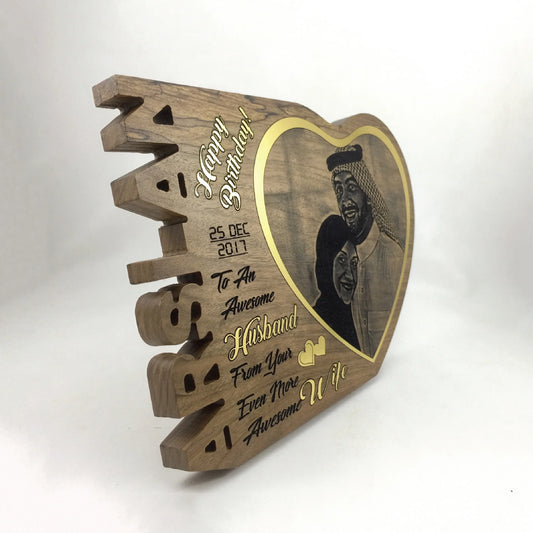 Elegant Heart Shaped Family Picture Frame | Unique Personalized Wooden Gift