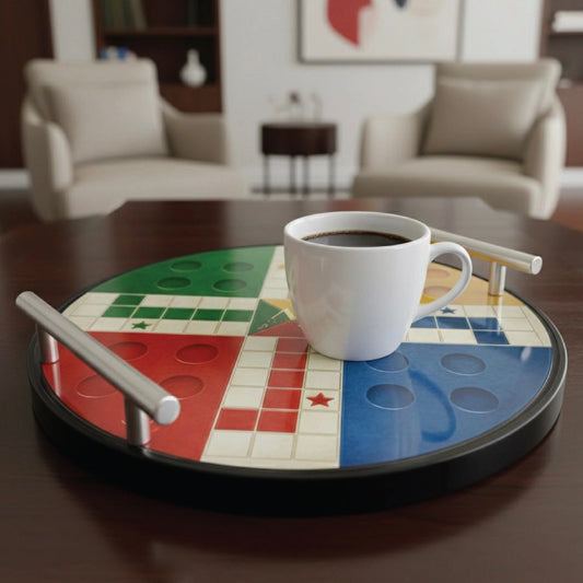 Round Ludo Serving Board