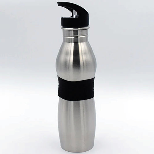 Premium Silver Bottle with Black Lid & Middle Dial | Luxury Corporate Gift