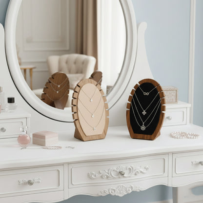Oval Shape Jewellery Stand – Laser-Crafted Wooden Necklace & Chain Display Organizer