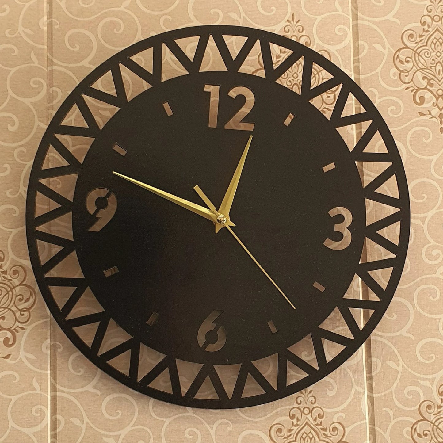 Stylish Round Border Brown Wall Clock – Modern Decorative Home Décor Clock