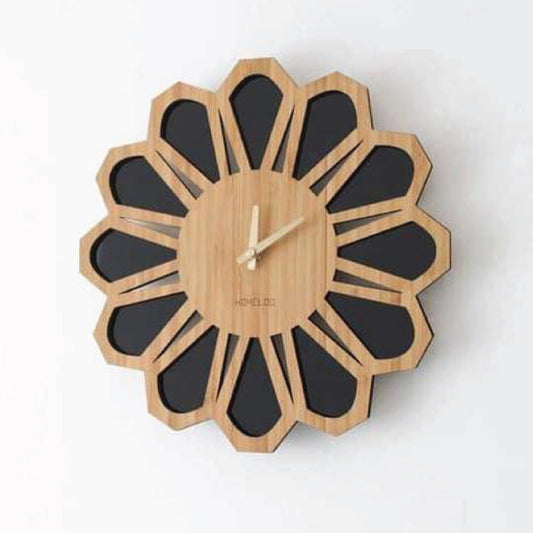 Black & Brown Flower Wall Clock – Elegant Floral Design Home Décor Clock