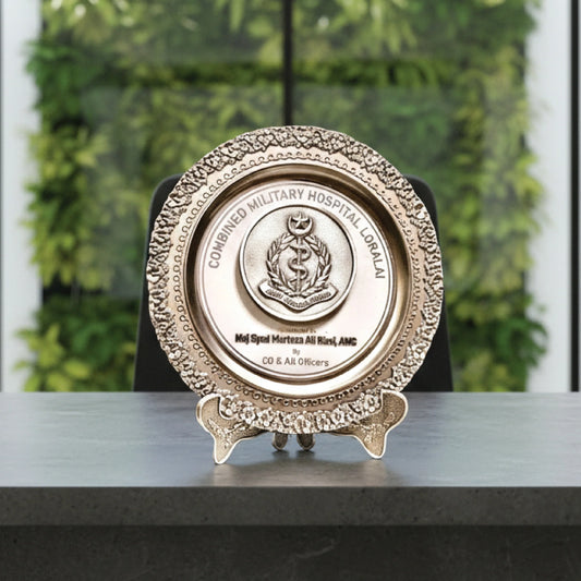Golden Round Brass Trophy – Custom Engraved Award & Appreciation Gift