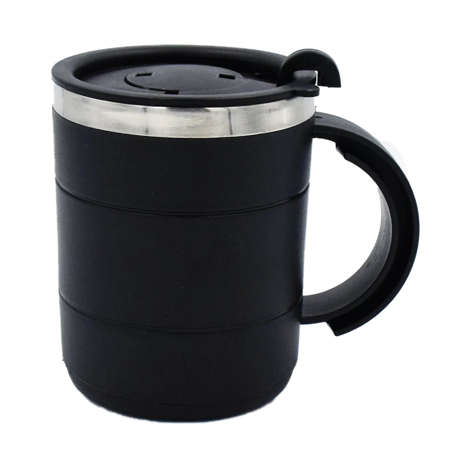 Silver Tea Thermos with Black Lid | Premium Office Flask