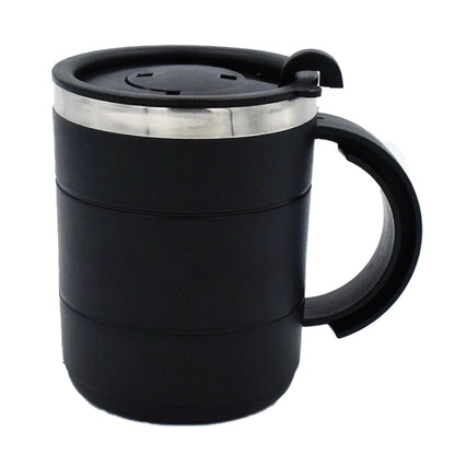 Silver Tea Thermos with Black Lid | Premium Office Flask