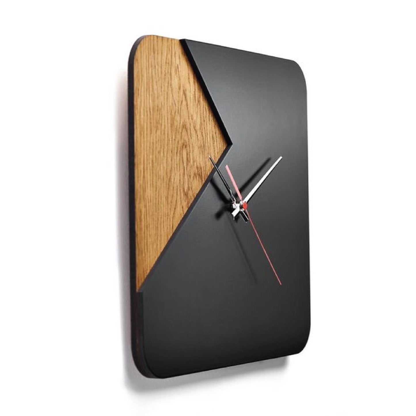 Square Wall Clock – Black & Brown Contrast with Golden Needles | Modern Luxury Décor Clock