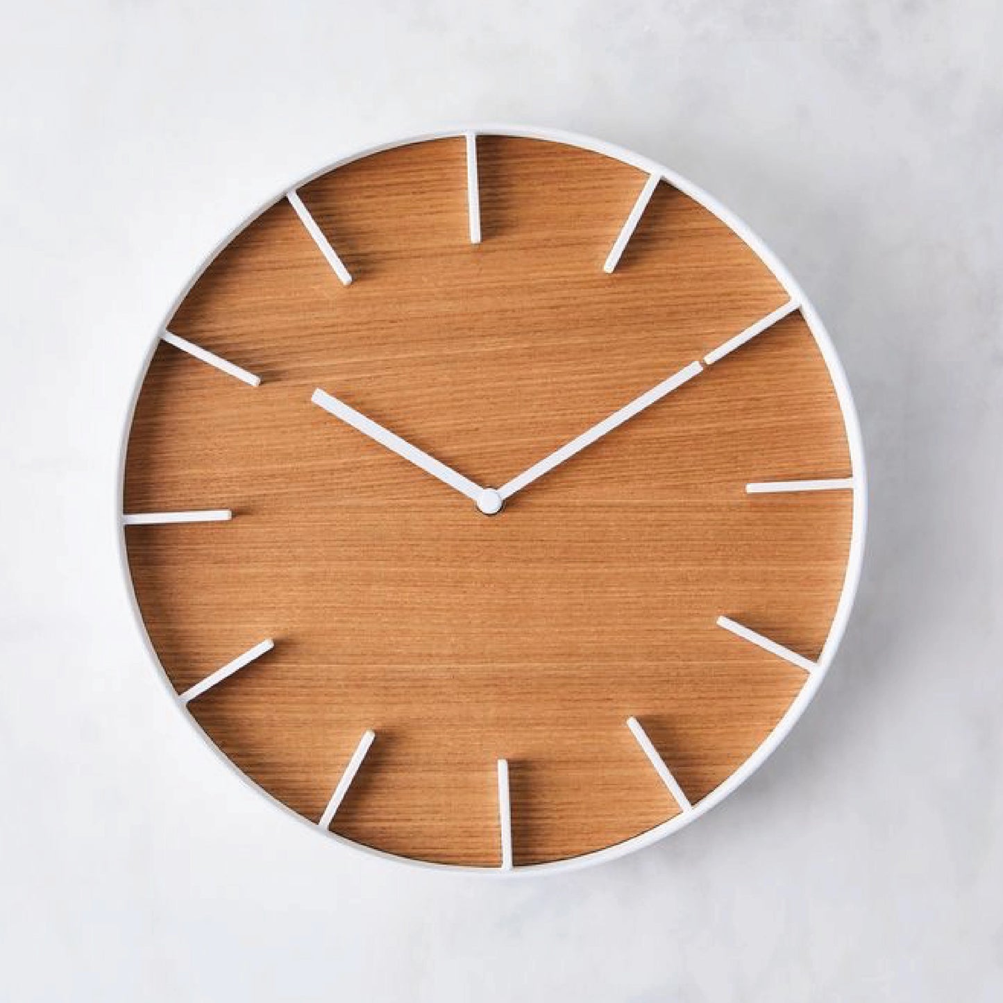 Brown Wooden Wall Clock with White Contrast – Modern Minimal Home Décor Clock