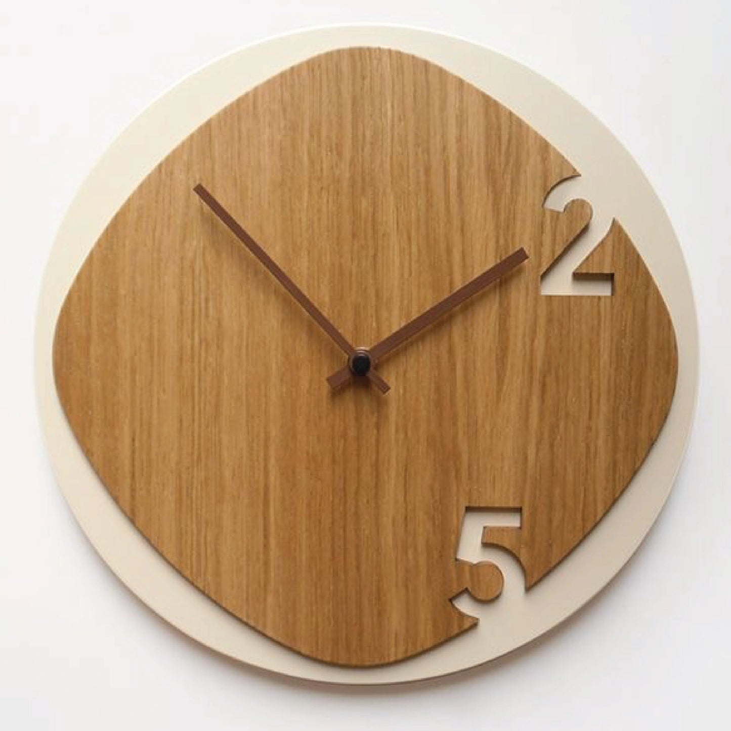Diagonal Wooden Wall Clock with White Contrast – Elegant Modern Home Décor Clock