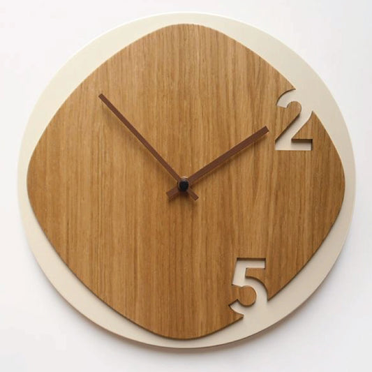 Diagonal Wooden Wall Clock with White Contrast – Elegant Modern Home Décor Clock