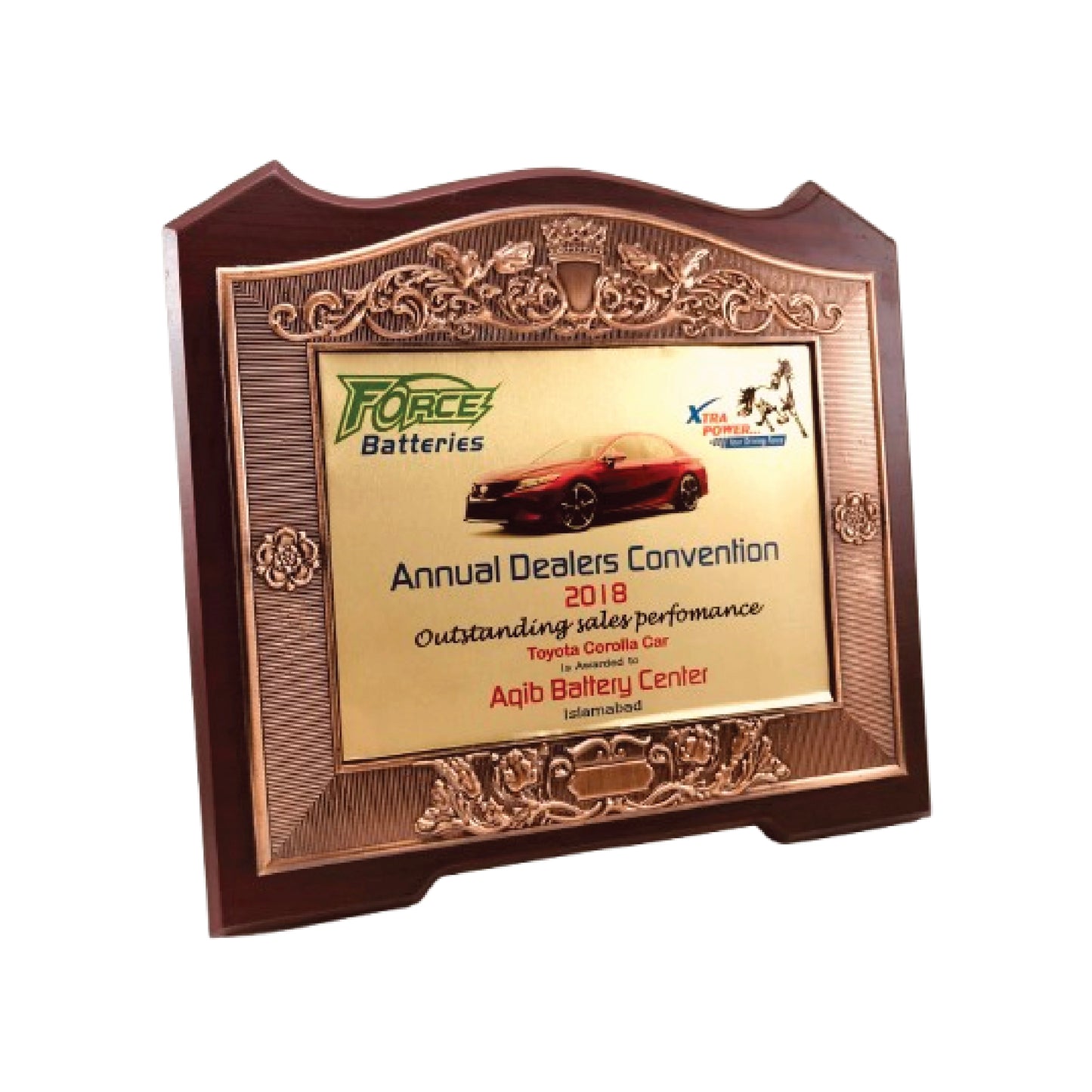 Elegant Wooden Frame Trophy with Golden Touch – Dealer Recognition Award