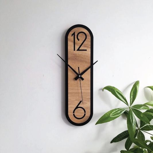Corner Wooden Wall Clock with Border – Modern Elegant Home Décor Clock
