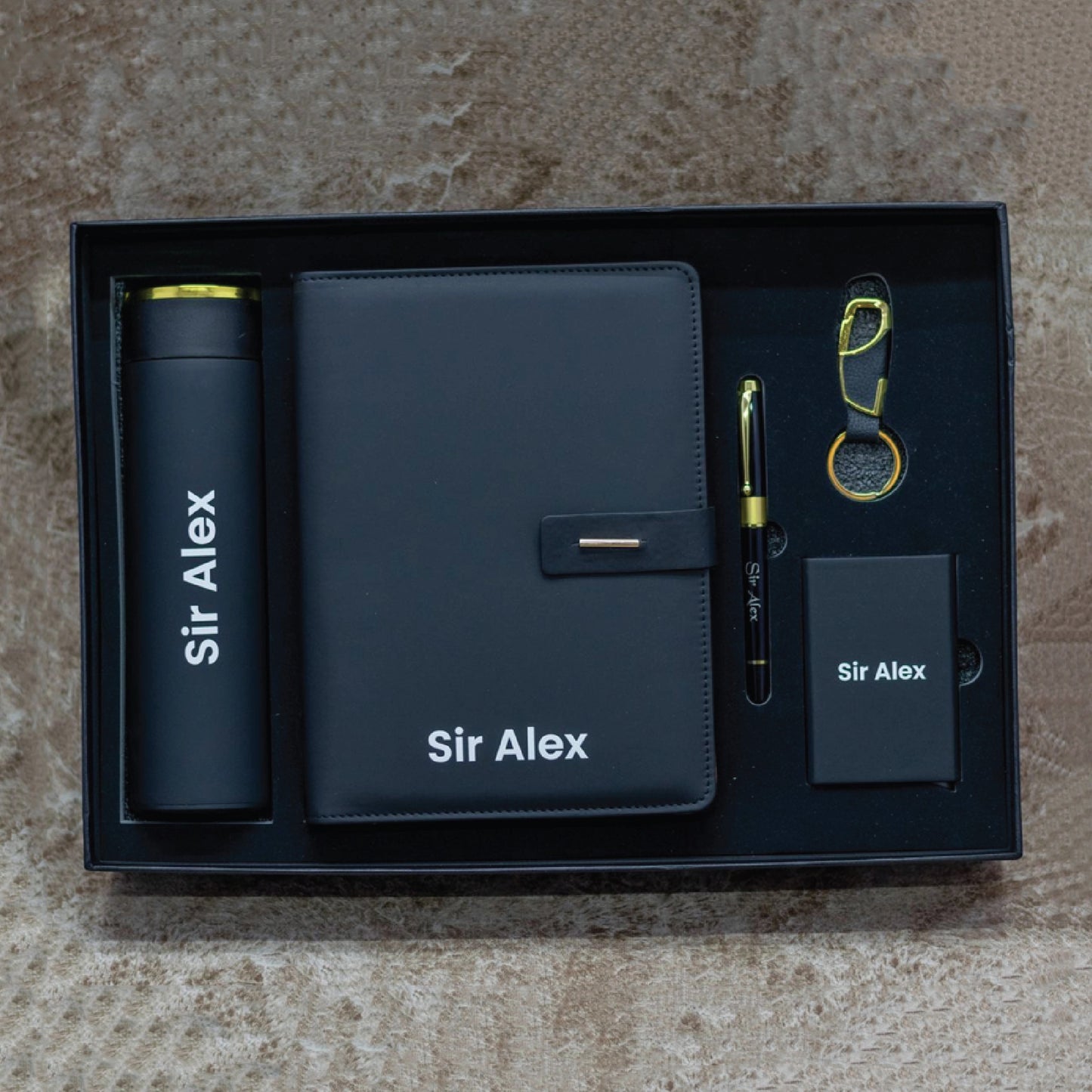 5 in 1 Gift Set | Bottle, Notepad, Pen, Keychain & Small Diary | Premium Corporate Gift Box