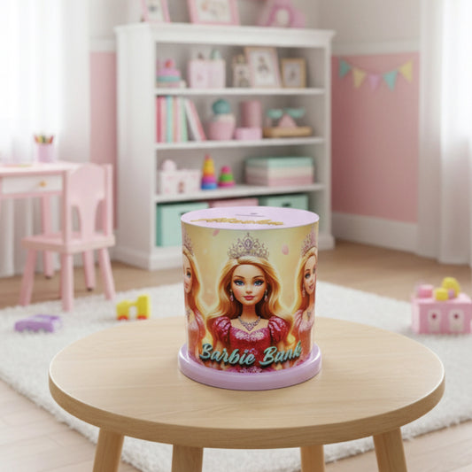 Barbie Saving Box – Cute Laser-Crafted Wooden Money Bank for Girls