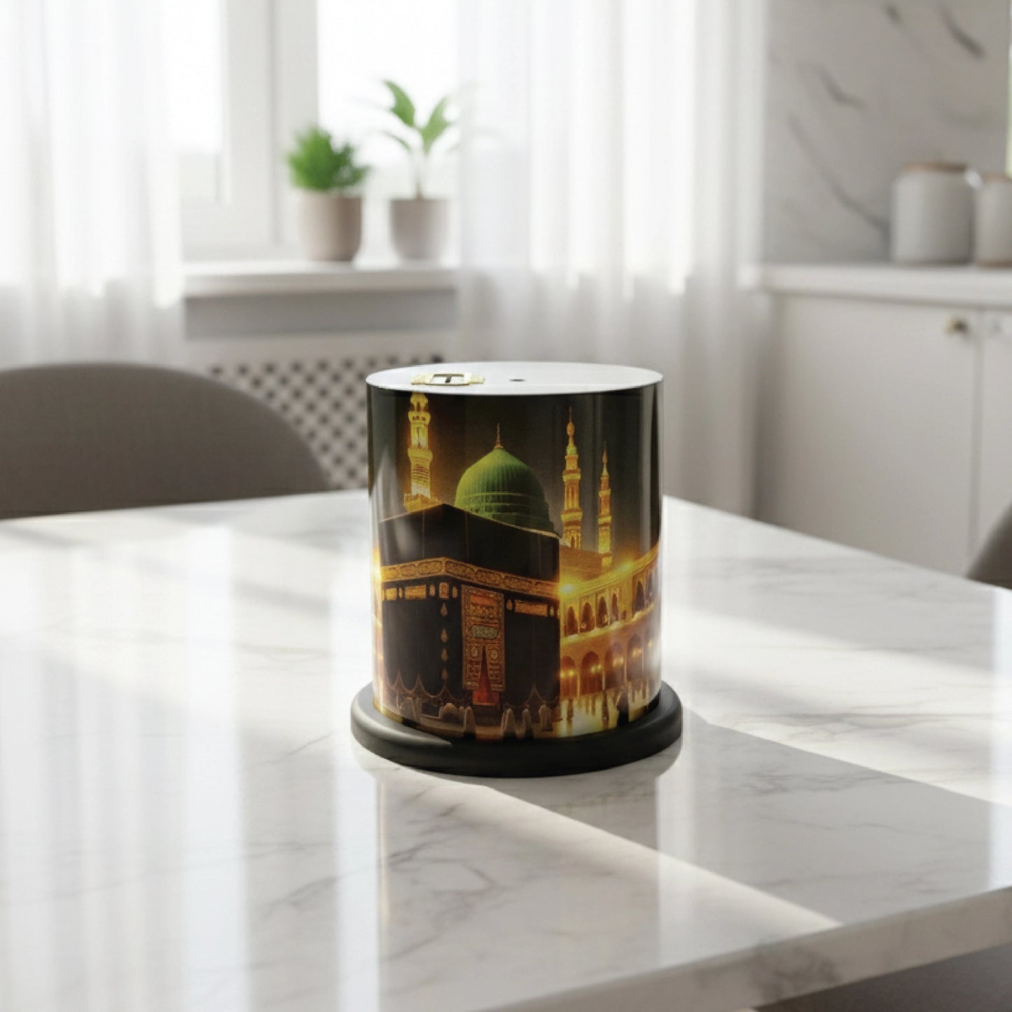 Kaaba & Masjid Nabvi Wooden Saving Box – Islamic Hajj & Umrah Money Bank Gift