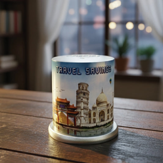 Travel Saving Box – Wooden Money Bank for Vacation & Adventure Savings