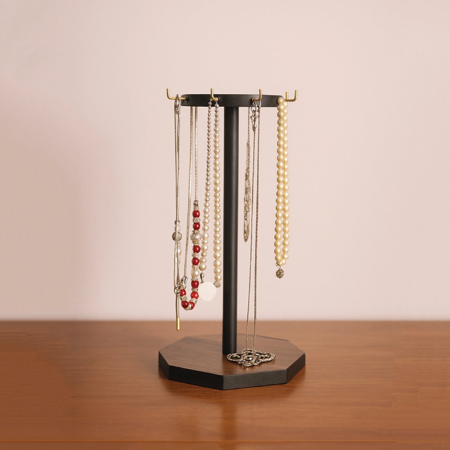 Wooden Locket & Chain Stand – Laser-Crafted Necklace Display Organizer