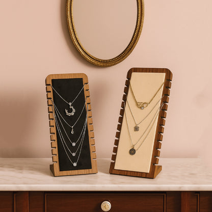 Square Chain Jewellery Stand – Laser-Crafted Wooden Necklace & Earring Display Organizer