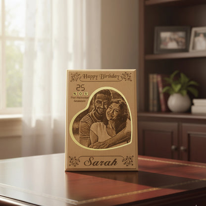 Personalized Laser Crafted Wooden Birthday Frame | Custom Photo & Date Engraving