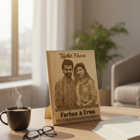 Elegant Bridal Laser Printed Wooden Frame | Customized Wedding Wishes Gift