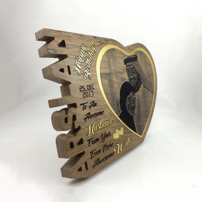Elegant Heart Shaped Family Picture Frame | Unique Personalized Wooden Gift