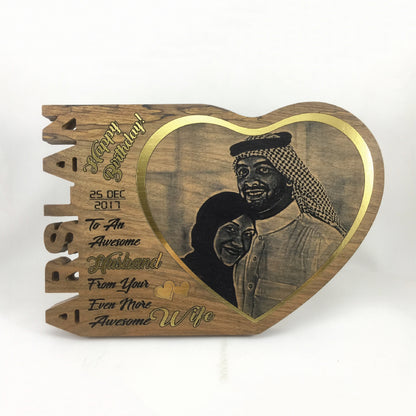 Elegant Heart Shaped Family Picture Frame | Unique Personalized Wooden Gift