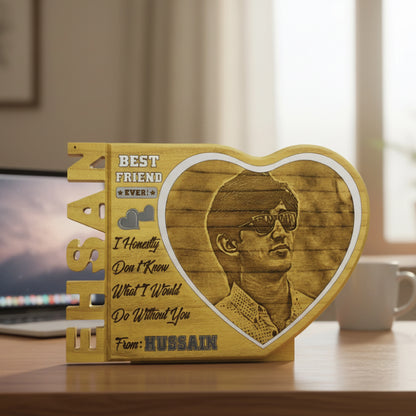 Elegant Heart Shaped Family Picture Frame | Unique Personalized Wooden Gift