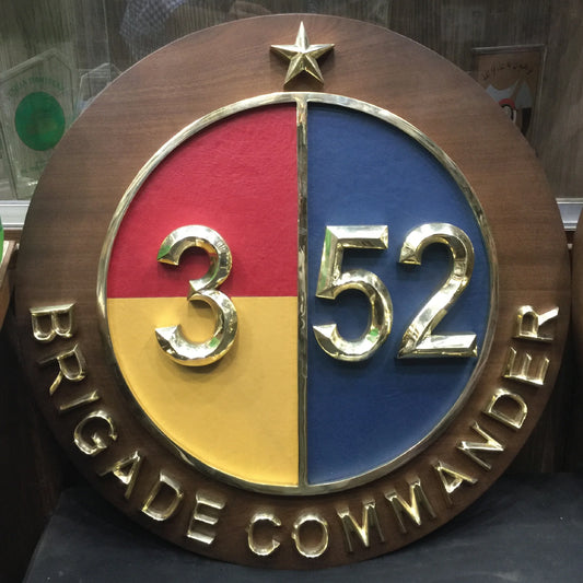 “Served with Pride” 3D Customized Logo – Premium Brass & Wooden Finish