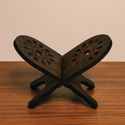 Laser-Crafted Wooden Quran Rail – Foldable Islamic Rehal Stand for Holy Quran