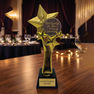 Celestial Star Crystal & Black Obsidian Award | Premium Global Excellence Trophy