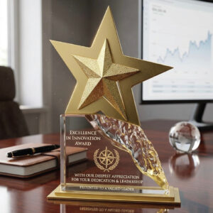 Gold Star Excellence in Innovation Award – Premium Mixed Media Corporate Trophy
