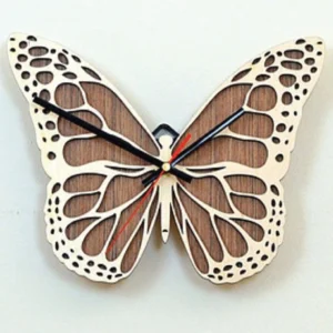 Butterfly Design Wooden Wall Clock – Elegant Artistic Home Décor Clock