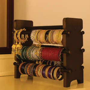 Wooden Bangle Organizer Stand – Stylish Bracelet & Choori Holder for Dressing Table