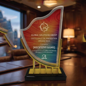 Contemporary Azure Pillar Crystal Award | Premium Geometric Glass Performance Trophy
