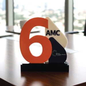 Modern Numerical Anniversary Acrylic Award – Multi-Tone Geometric Corporate Trophy