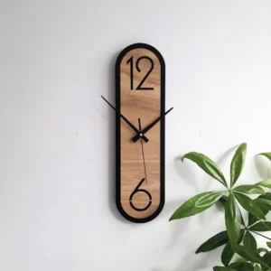 Modern Corner Wall Clock with 12 & 6 Icon – Unique Wooden Minimalist Home Décor Clock