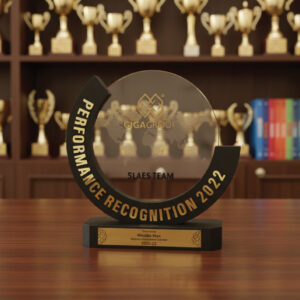 Modern Circular Performance Recognition Trophy | Acrylic & Matte Black Corporate Award