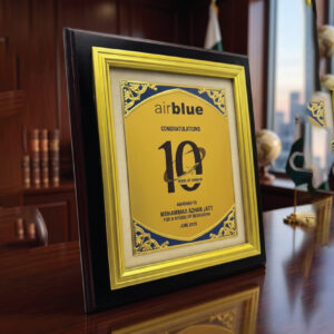 Ornate Filigree Wood Plaque with Integrated Desk Clock | Premium Executive Recognition Award
