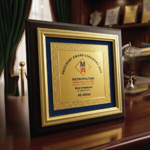 Premium Shield Crystal Award | Vibrant Gradient Excellence Trophy with Gold Foundation