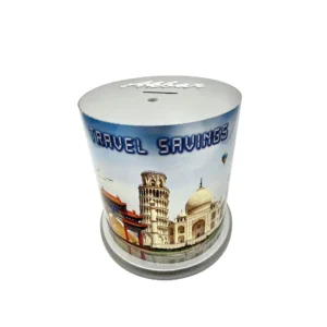 Travel Saving Box â€“ Wooden Money Bank for Vacation & Adventure Savings