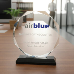 Octagonal Beveled Crystal Award | Premium Glass Employee Recognition Trophy