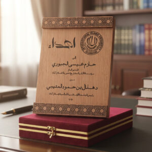 Traditional Wood Grain Calligraphy Plaque | Etched Islamic Arts Institutional Award