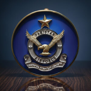 Pakistan Air Force 3D Medal Emblem – Golden Eagle with Urdu Calligraphy and Five-Pointed Star