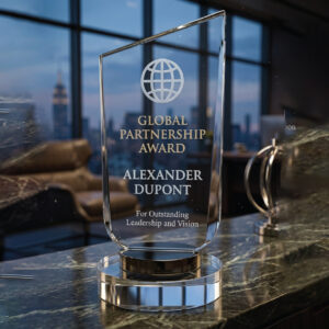 Premium Geometric Glass Trophy - The Summit Series Corporate Award