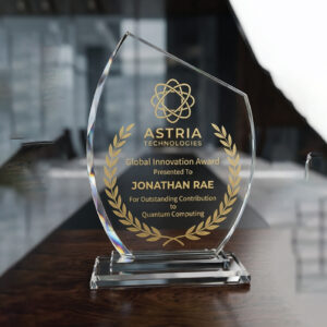 Apex Shield Crystal Award - Asymmetrical Flame Recognition Trophy